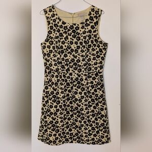 Banana Republic Womens Dress Fit Flare Sleeveless Animal Print Brown Black Sz 8